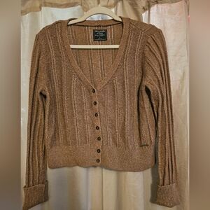 Abercomie & Fitch Women's Brown Button V-neck Sweater